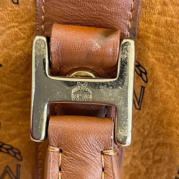 MCM Visetos Mini Boston Bag in Cognac - Preowned - Picture 8 of 14